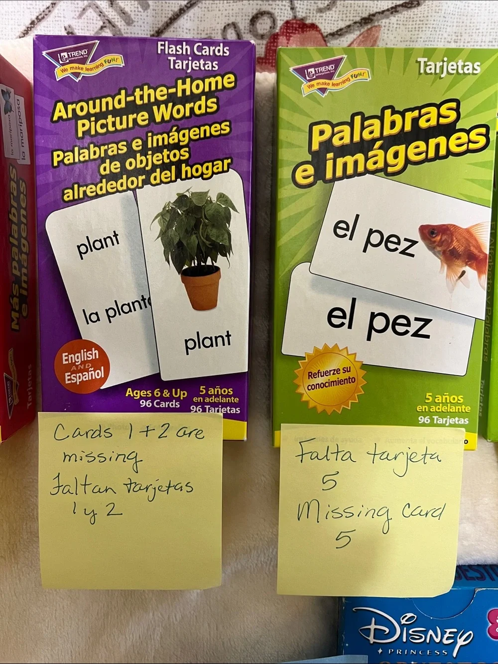 Trend and Usborne Spanish-English Picture Flash Card Sets